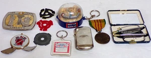 Vintage Lot Lionel & Bud Keychains/US Vietnam Medal/Camel Lighter/Belt Buckle ++ - Picture 1 of 6