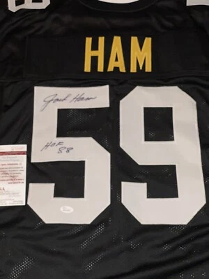 Steelers Jack Ham Autographed Black Custom Jersey inscribed 'HOF 88' JSA COA - Image 1 of 4
