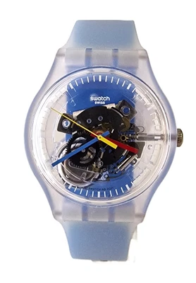 Orologio SWATCH CLEARLY BLUE STRIPED SUOK156 cassa 41 mm - Immagine 1 di 4