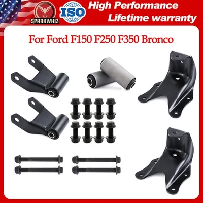 For Ford F150 F250 F350 Bronco Rear Leaf Spring Shackle Bracket Hanger Kit New Foto 1 de 4