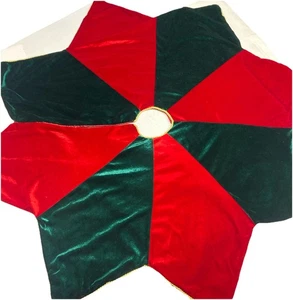 Velvet Red &Green gold trim & op side red & silky Christmas Tree Skirt apx. 46 ‘ - Picture 1 of 12