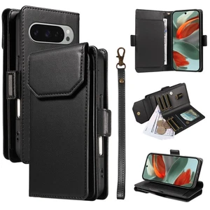 For Google Pixel 9A/9Pro XL/9Pro/9/8/7/6A PU Leather Flip Stand WalletCase+Strap - Picture 1 of 73