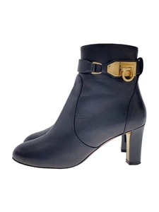 Salvatore Ferragamo Short Boot Gancini US5.5 BLK Leather OA8903 Used - Picture 1 of 7