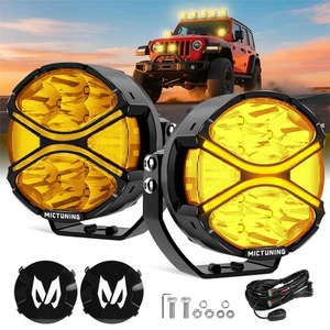 MICTUNING 4 Inch LED Light Bar, 160W Dual-Color Off-Road Lights Pod, White/Amber - Picture 1 of 9