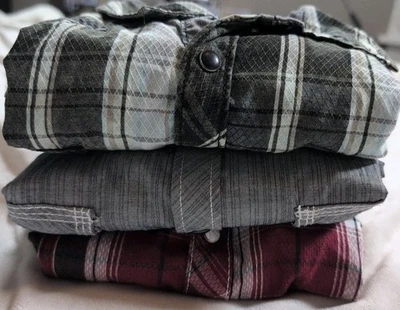  LOTE DE 3 Camisas BKE Hombres Talla Grande PERLA A PRESIÓN Cuadros Calce Atlético Elastizadas Western Foto 1 de 4