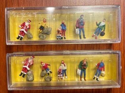 882 - Lote de 2 - Bonecos HO Preiser Santa & Holiday Shopper #0185 (Agora #10185) - Imagem 1 de 4