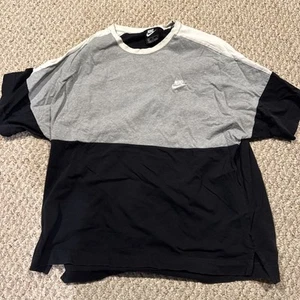 Vintage Nike Shirt Adult XL Black & Grey , White Swoosh Check Embroidered Logo - Picture 1 of 4