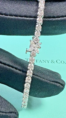 $35,500 TIFFANY & CO VICTORIA 4.49CT ROUND DIAMOND LINE PLATINUM TENNIS BRACELET - Image 1 of 4