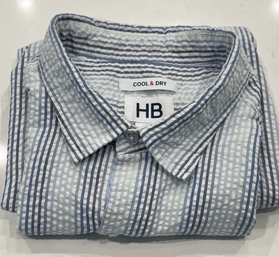 Camisa HB Cool & Dry para hombre talla 2XLT manga corta a rayas con botones Foto 1 de 4
