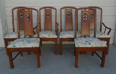 6 sillas de comedor Thomasville Mystique Chinoiserie colonial británica SEIS Chippendal Foto 1 de 4