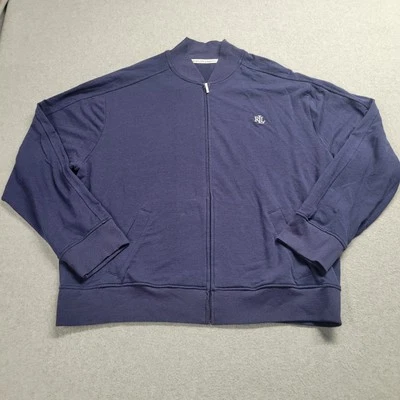 Chaqueta Ralph Lauren Traje de Pista Cremallera Completa Mujer Pequeño Algodón Bolsillo Azul Marino Jersey Foto 1 de 4