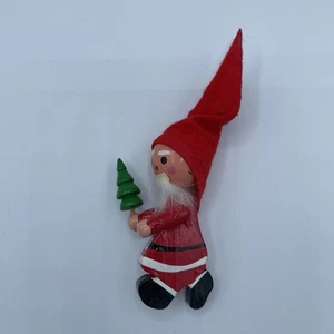 Vintage Christmas Wood Tree Ornaments Sweden Tomte Figurines Handmade Painted 3” - Picture 1 of 6