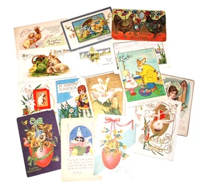 OSTERN Postkarten geprägt Hasen Küken Eier 1911 USA Deutschland 17 Konvolut gebraucht - Bild 1 von 18