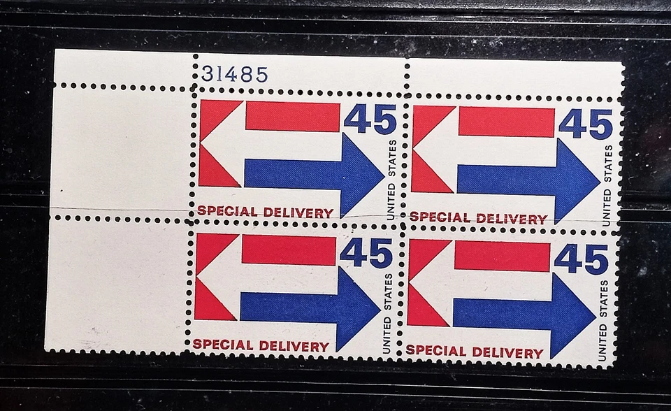 USA 1969 Scott# E22 Mnh Plate Number Block of Four Arrows - Image 1 of 1
