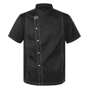 Men Women Jacket Cook Chef Coats Hotel Uniform Canteen Tops Moisture-wicking - Picture 1 of 39