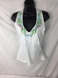 Bamboo traders cotton White halter top Size M - Picture 1 of 3