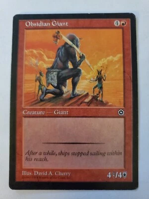 MTG Magic The Gathering Card Obsidian Giant Creature Giant Red Portal Second Age - Image 1 of 2