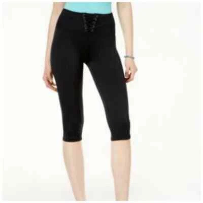Legging corto con cordones Material Girl Juniors negro caviar para mujer talla XL Foto 1 de 4