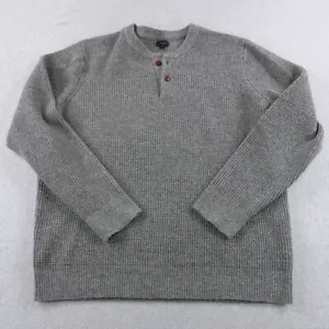 J CREW Pullover Herren Extra Large XL grau Lammwolle Henley Waffel Strickpullover - Bild 1 von 12