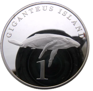 Isla Giganteus - Antártica 1 dólar $ 2019 ballena azul 39 mm 200 piezas Prooflike - Imagen 1 de 2