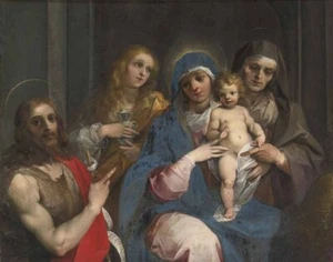 Giusppe Cesari Madonna And Child With Saint John Mary Magdalen Canvas #3476 - Bild 1 von 4