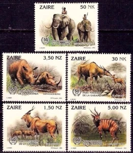 Zaire 1993 National Park Rhino Elephant Antelope Animals Wildlife Nature MNH - Picture 1 of 1
