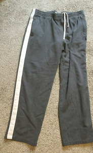Vtg Polo Ralph Lauren Sweatpants Mens XXL Gray Fleece Joggers Zip Pockets Stripe
