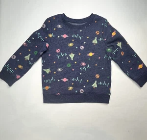 Cat & Jack Girl's Outer Space Print Sweatshirt Size 4T Blue Multi-color Pullover - Picture 1 of 5