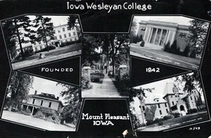 Iowa Wesleyan College - Mt. Agradable, Iowa - RPPC publicado - vista múltiple - Imagen 1 de 2