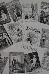 Brooke's Soap Collection of MONKEY BRAND Ads Christmas Advertising 1892 Matted - Picture 1 of 12