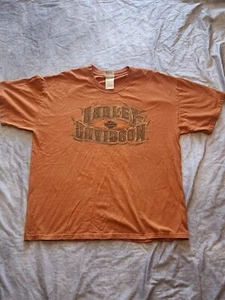 Men's 2007 Orange Harley Davidson Motorcycle Smoky Mountain Dragon Shirt Large - Picture 1 of 8