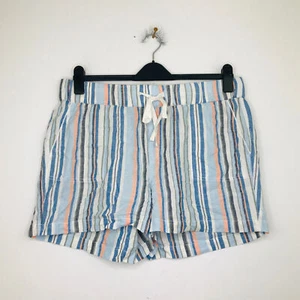 Caslon Womens Large Shorts Blue Orange Striped Linen Blend Drawstring Casual F24 - Picture 1 of 4