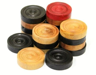 24 Wooden Carrom Board Coins Pieces for Playing Indoor Games Carom - Image 1 of 3