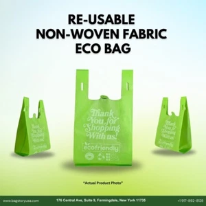 Reusable Non Woven Grocery T-Shirt Shopping Tote Bag, 45GSM - Large 1/6 - Picture 1 of 6