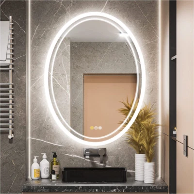 LUVODI Oval Badspiegel Mit Beleuchtung Touch Beschlagfrei Badezimmer Wandspiegel - Bild 1 von 4