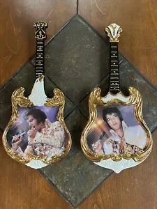 (2) Bradford Exchange ELVIS PRESLEY Guitar Plates The Superstar & Aloha Hawaii - Picture 1 of 12