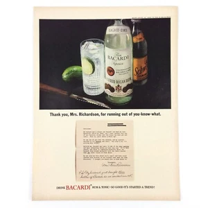Bacardi Rum 1960er Vintage Druckanzeige Danke Brief läuft aus dir-weiß-was Bar - Bild 1 von 1