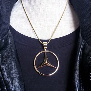 *HUGE* MERCEDES BENZ SOLID 14K YELLOW GOLD Logo Emblem Pendant Luxury Car SL500 - Picture 1 of 7