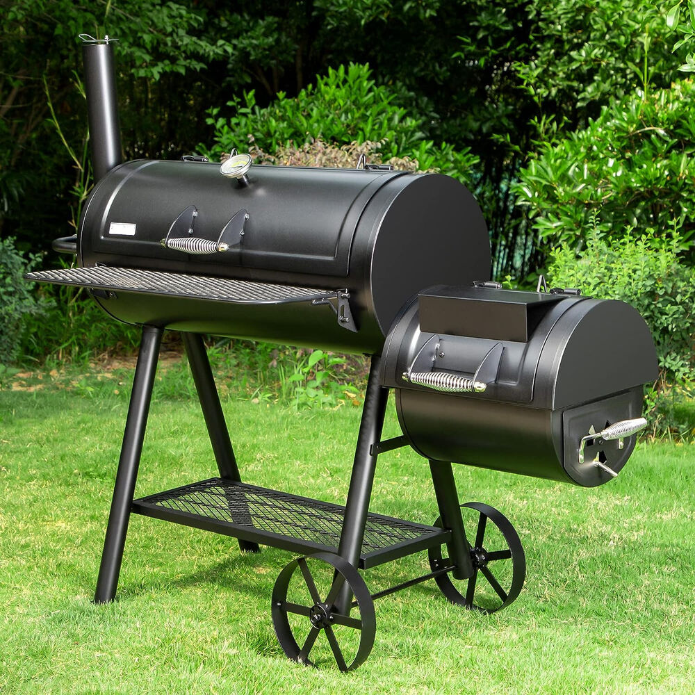 Heavy Duty Charcoal Smoker Grills Extra Large Outdoor BBQ Grill w/ Offset Smoker