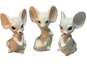 Vintage 3 Porcelain Big Eared Mouse Figurine - Picture 1 of 12