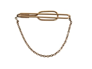 Vintage Swank 1/40 10k RGP Rose Gold Tone Tie Bar w/ Chain - Picture 1 of 5