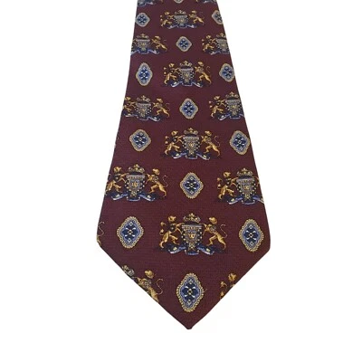 417 Van Heusen 领带男式勃艮第带狗高尔夫运动户外学院风 — 第 1/4 张图片