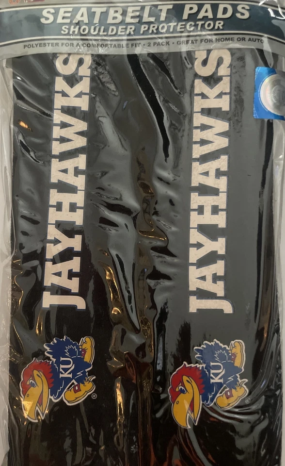 Kansas University ~Jayhawks~Seat Belt Pads Velour Pair by Fremont Die - Image 1 of 1