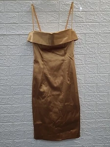 Authentic Dolce & Gabbana Italy Gold Satin Bombshell Bra Cocktail Dress Sz 42 - Picture 1 of 12