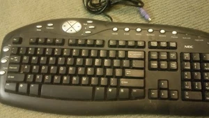 90s - 00s Vintage NEC Keyboard with Numeric Pad PC internet Black 6 pin socket - Picture 1 of 9