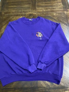Vintage Looney Tunes Sweatshirt Adult 2XL Purple Taz Basketball Crewneck NBA - Picture 1 of 4