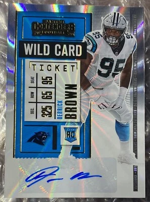 Derrick Brown Rookie Auto 2020 Contenders Rookie Ticket Auto Panthers Rookie RC - Image 1 of 2