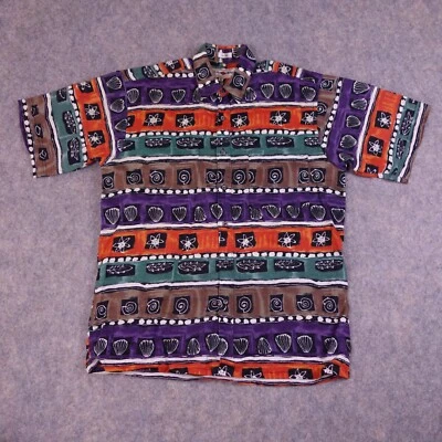 Camisa Bernini Abotonada Mediana Lino Geométrica Colorida Playa Viaje Para Hombres Foto 1 de 4