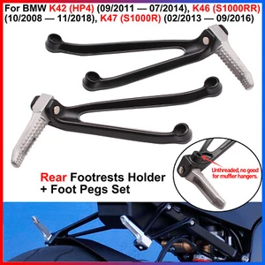 1x Rear Passenger Footrests Holder + Foot Pegs Set For BMW HP4, S1000RR, S1000R - Bild 1 von 12