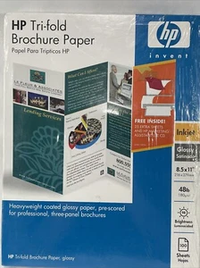 HP C7020A Inkjet Tri-Fold Broszura Papier Połysk 100 arkuszy 8,5 "x11" Nowy - Zdjęcie 1 z 2